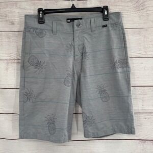 Travis Mathew Golf Shorts Mens Size 32 Pineapple Print Gray Striped‎ Performance